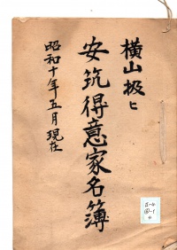 [a24-61-4] 昭和10年5月現在　安筑得意先家名簿　横山扱ヒ (1935)